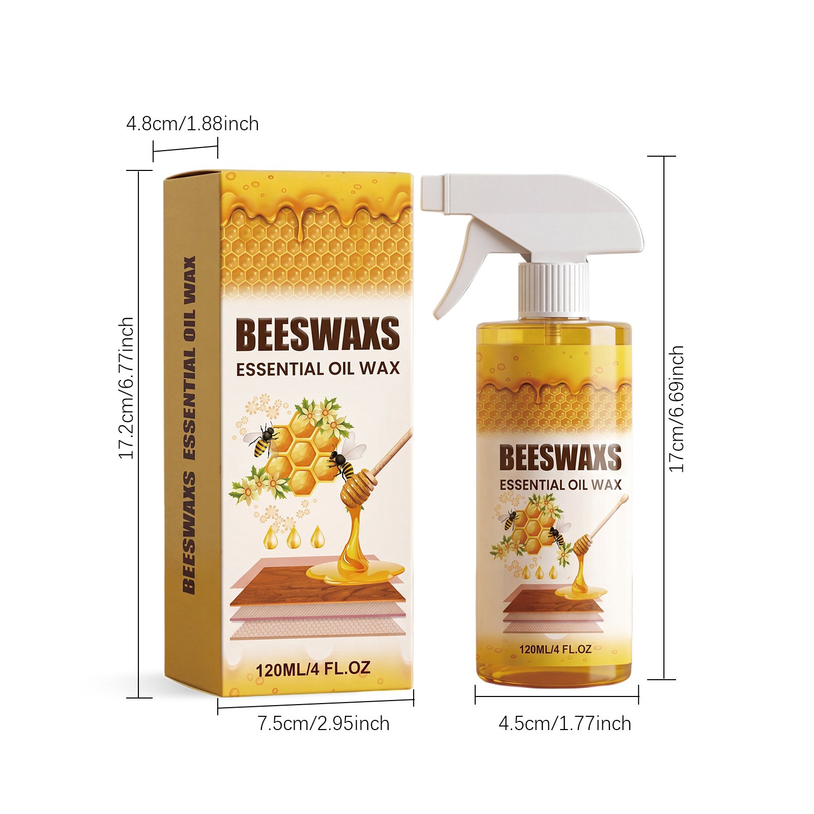 2x Natural Micro-Molecularized Beeswax Spray, Beeswaxs Essential Oil Wax 120ml