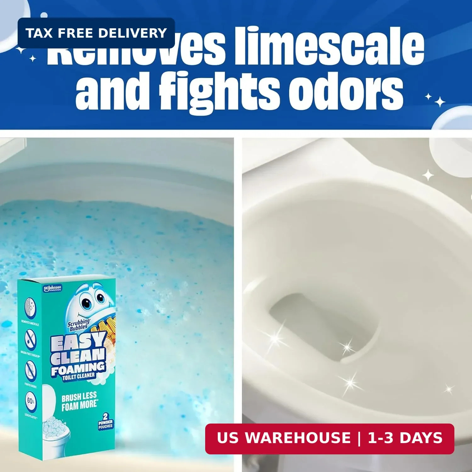Scrubbing Bubbles Easy Clean Foaming Toilet Bowl Cleaner, Easy Drop In Powder Po