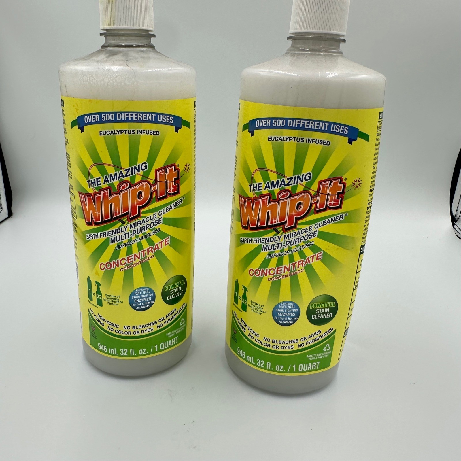 2 Pack Amazing Whip-It Multi-Purpose Cleaner Concentrate Eucalyptus 32oz Bottles