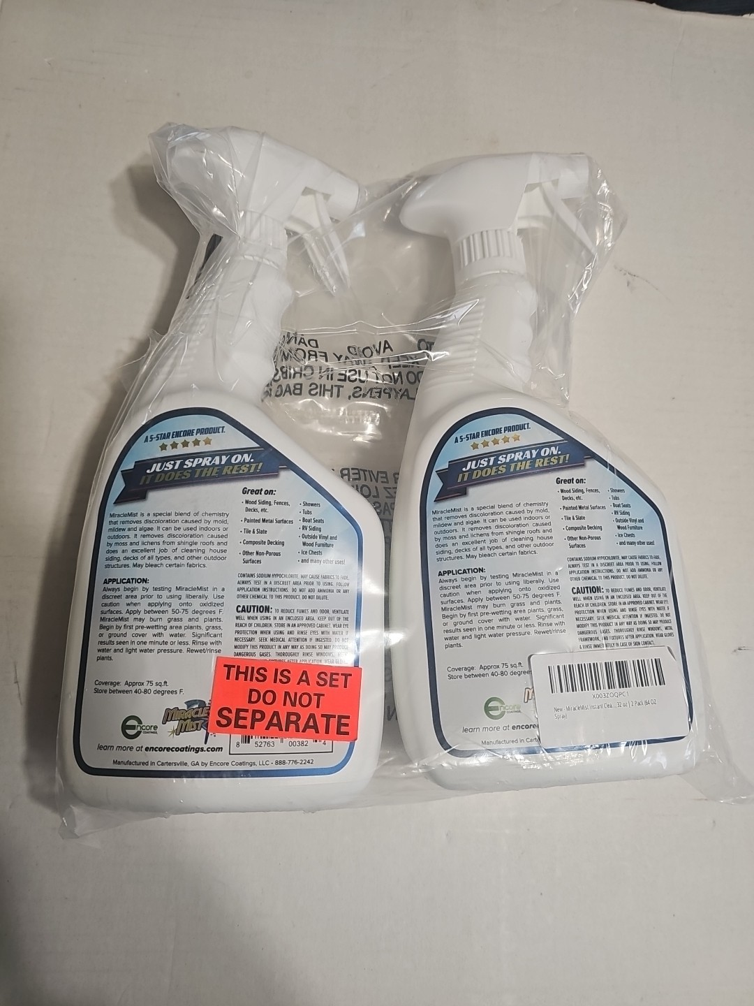 Lot Of 2 MiracleMist Instant Mold and Mildew Stain Remover