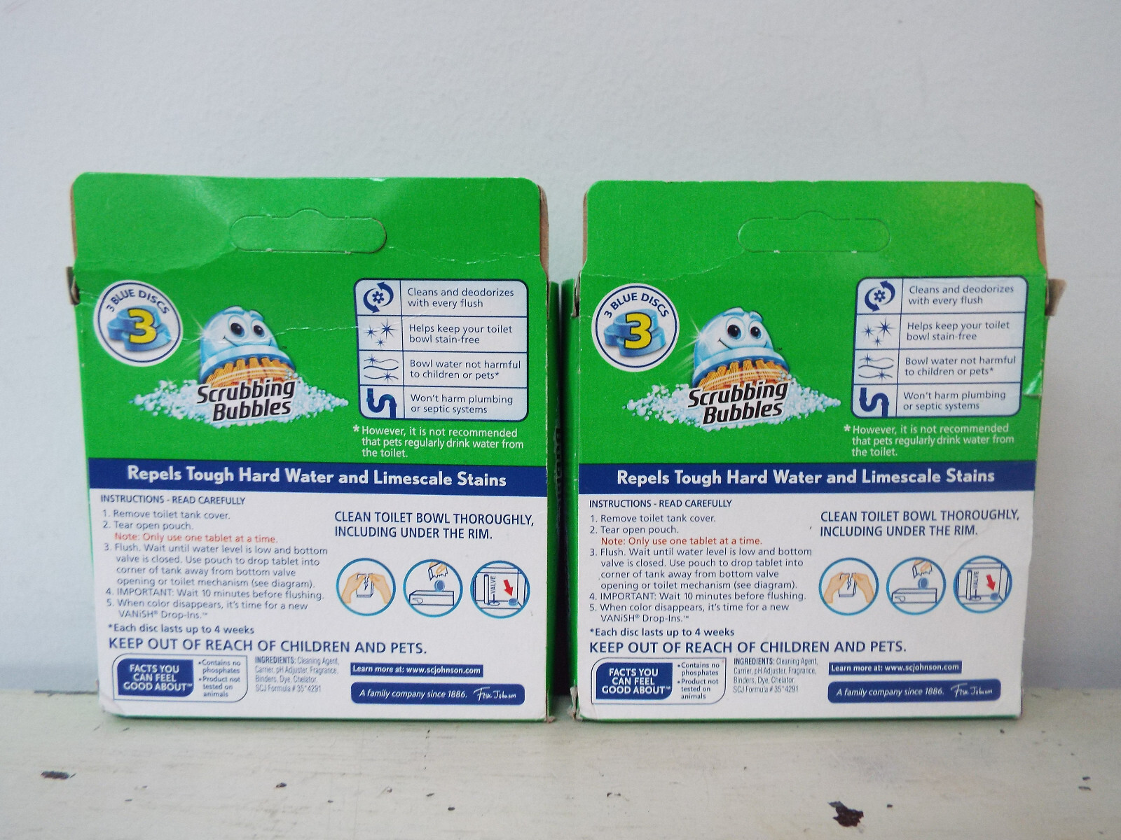 Lot 2 Scrubbing Bubbles Toilet Tablets Continuous Clean Blue Discs Drop Ins 3-ct