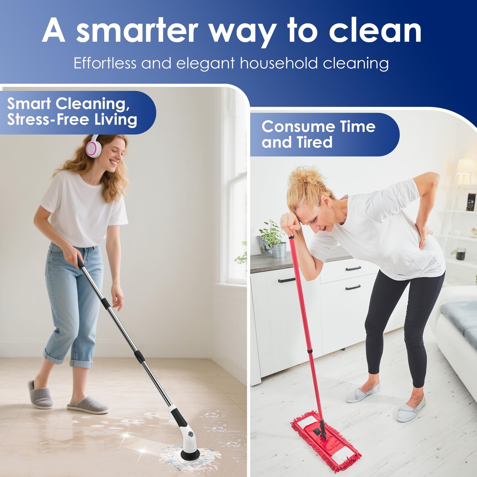 Cordless Spin Scrubber, IPX7 Waterproof Rechargeable Power Cleaning Brush wit…