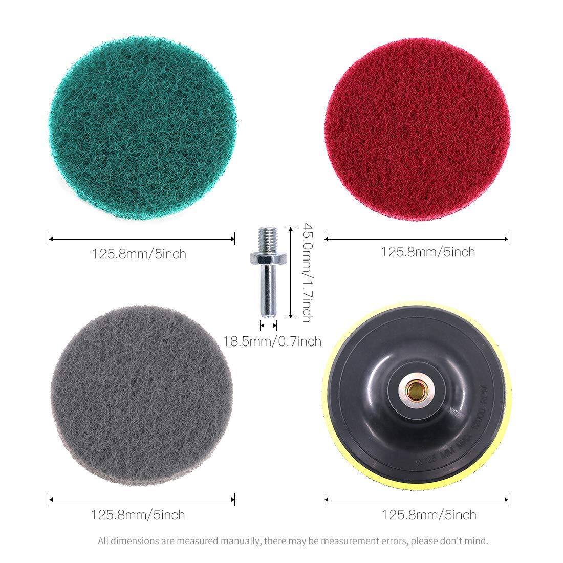 16pcs 5 Inch Drill Power Brush Tile Scrubber Scouring Pads Cleaning Kit With 5 I