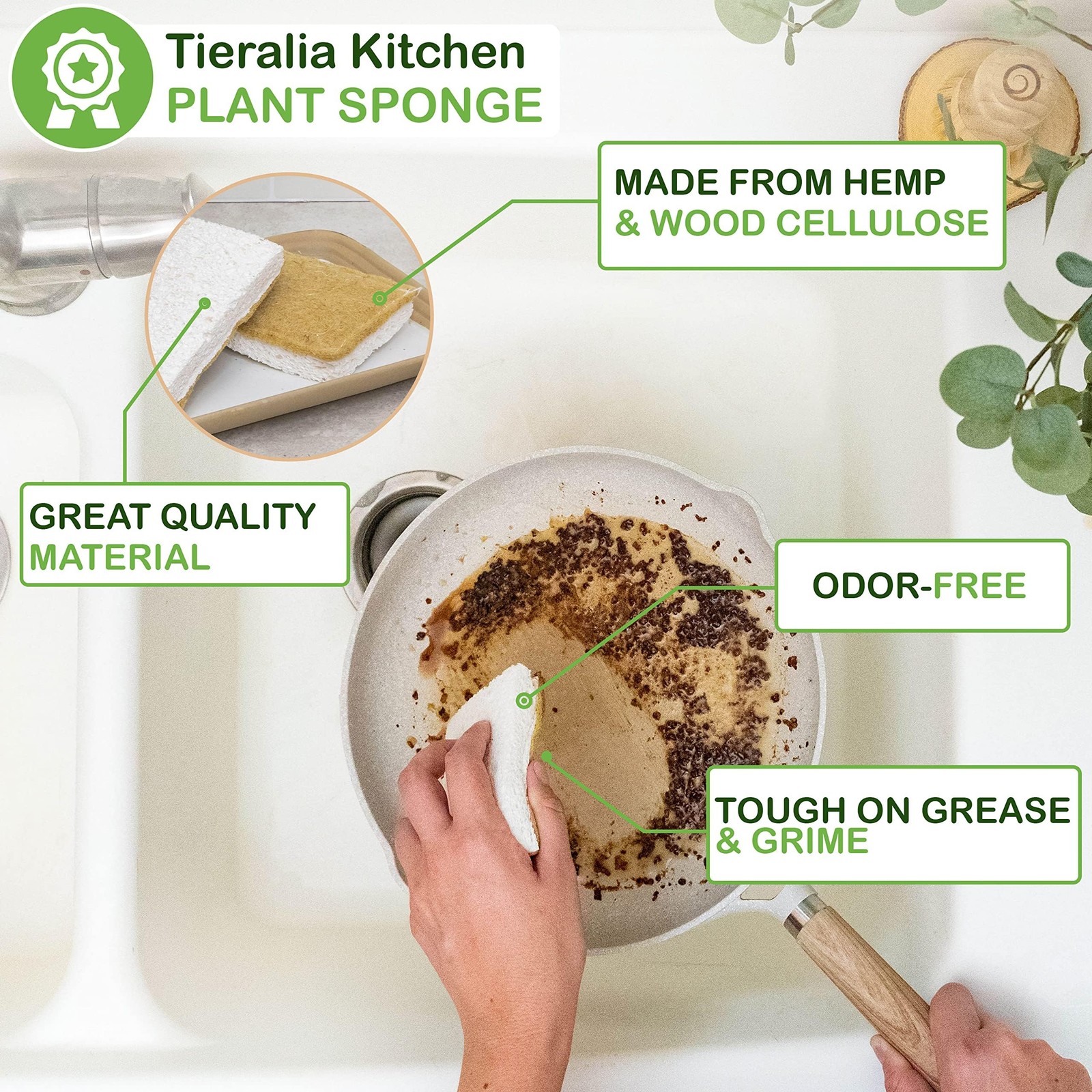 Tieralia Bamboo Dish Brush Gift Set – 5-Piece Kitchen Cleaning Set with Bottl…