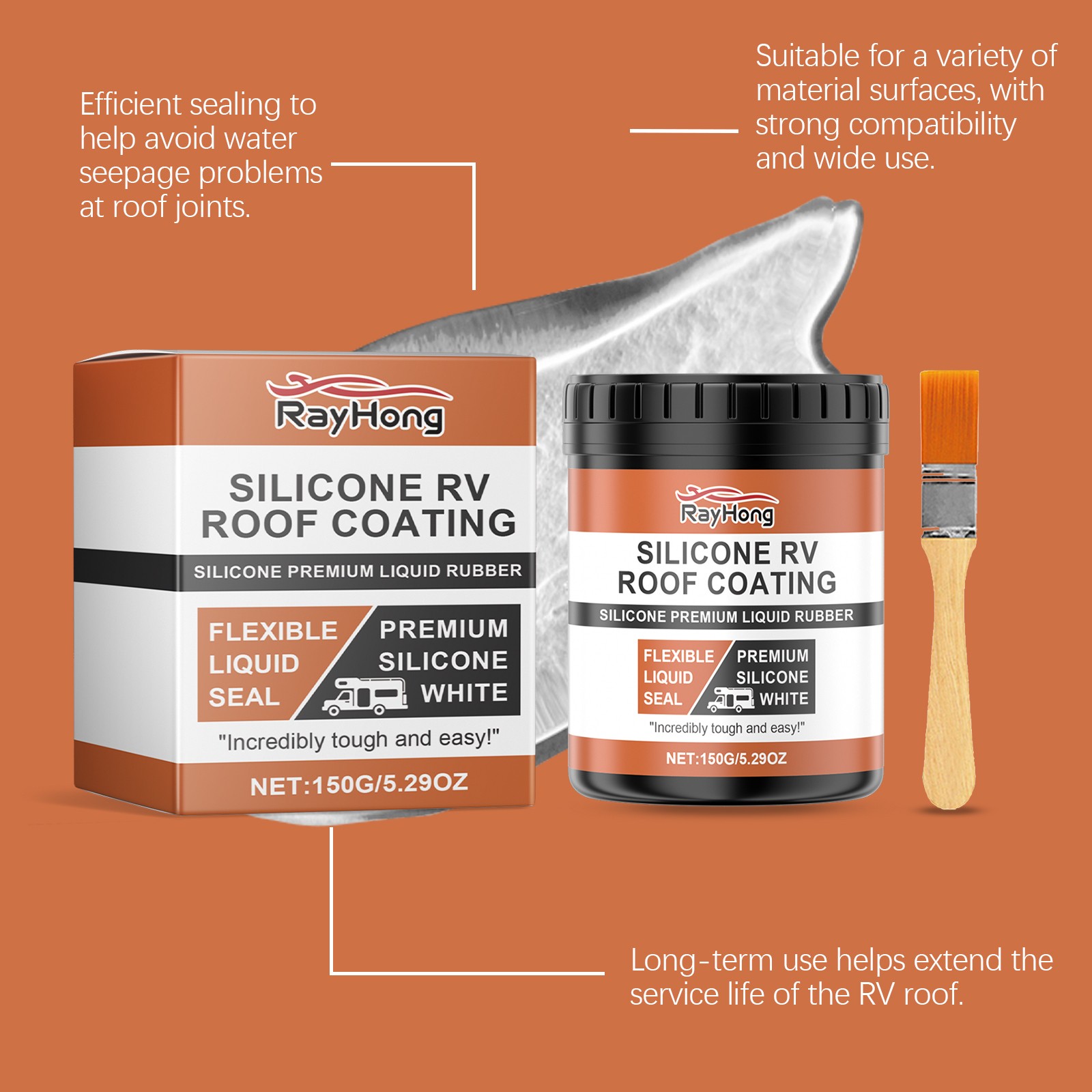 RV Roof Sealant Silicone Coating Waterproof Leak Repair DIY RV Roof Maintenance