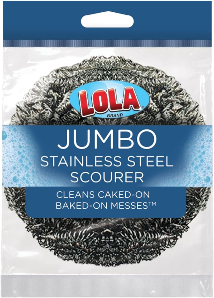 Stainless Steel Wool Scourer -Jumbo Sized- 35 Grams, by , Curled Flat Wire, Clea