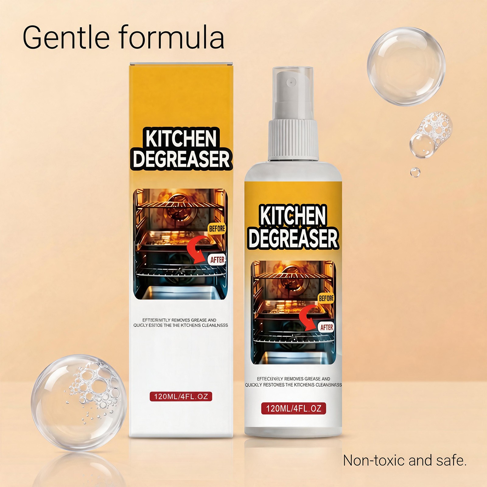 BBQ Grill Cleaner Spray 120ml, Heavy Duty Degreaser, Fast-acting Grease Removal
