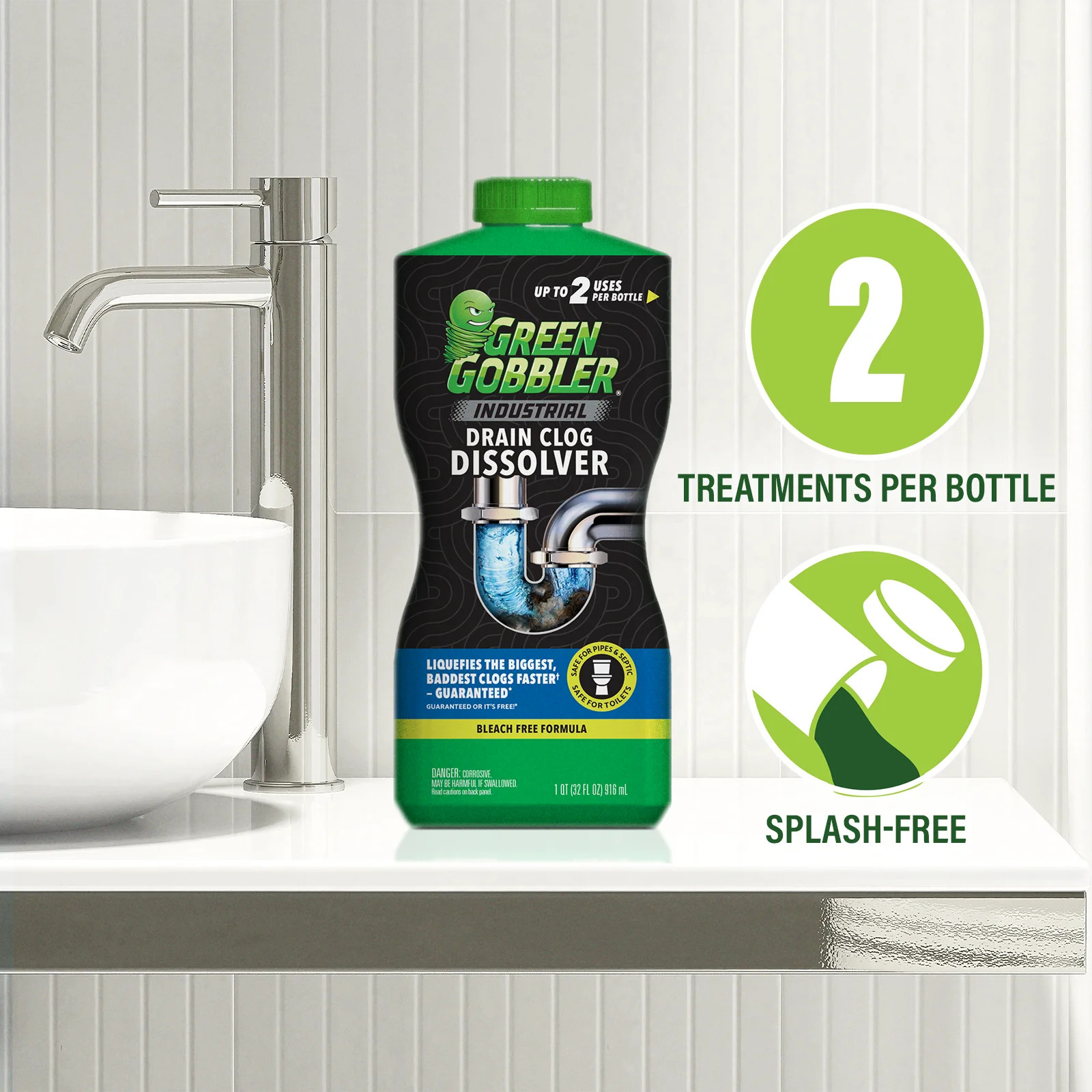 Green Gobbler Pro-Power Grease and Hair Clog Remover & Drain Opener Industrial