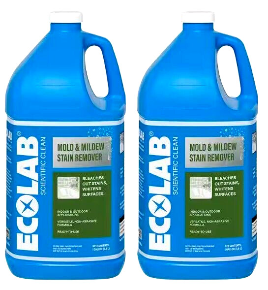 ECOLAB Mold & Mildew Stain Remover, Indoor & Outdoor, Made In USA – 2 Gallon