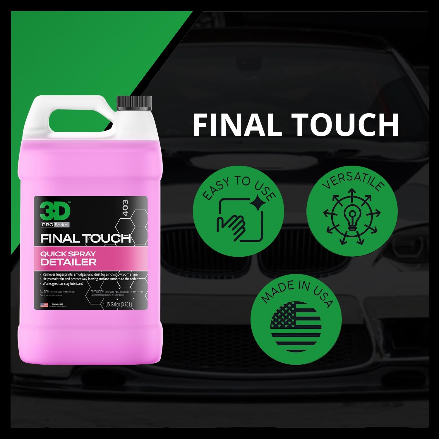 3D Final Touch Waterless Detail Spray 128 Fl Oz Premium Car Shine Cherry Scent