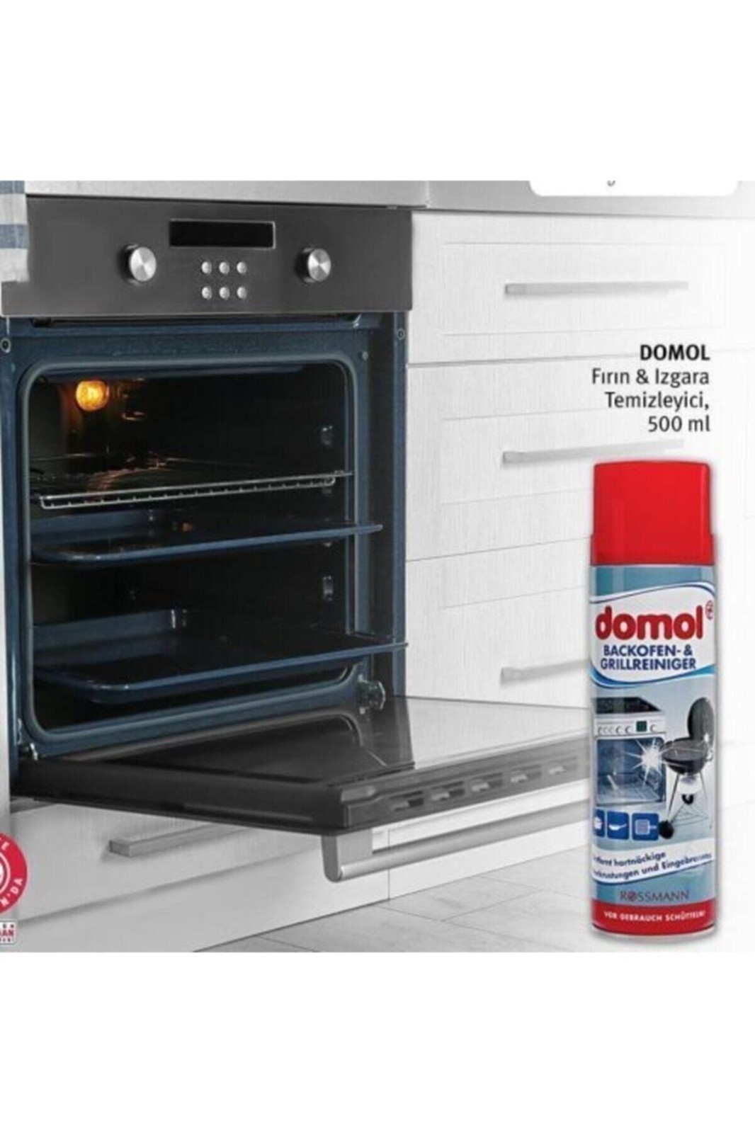 2x500ml Domol Foam Oven Grill Cleaner Grease Stain Remove Degreaser Non Abrasive