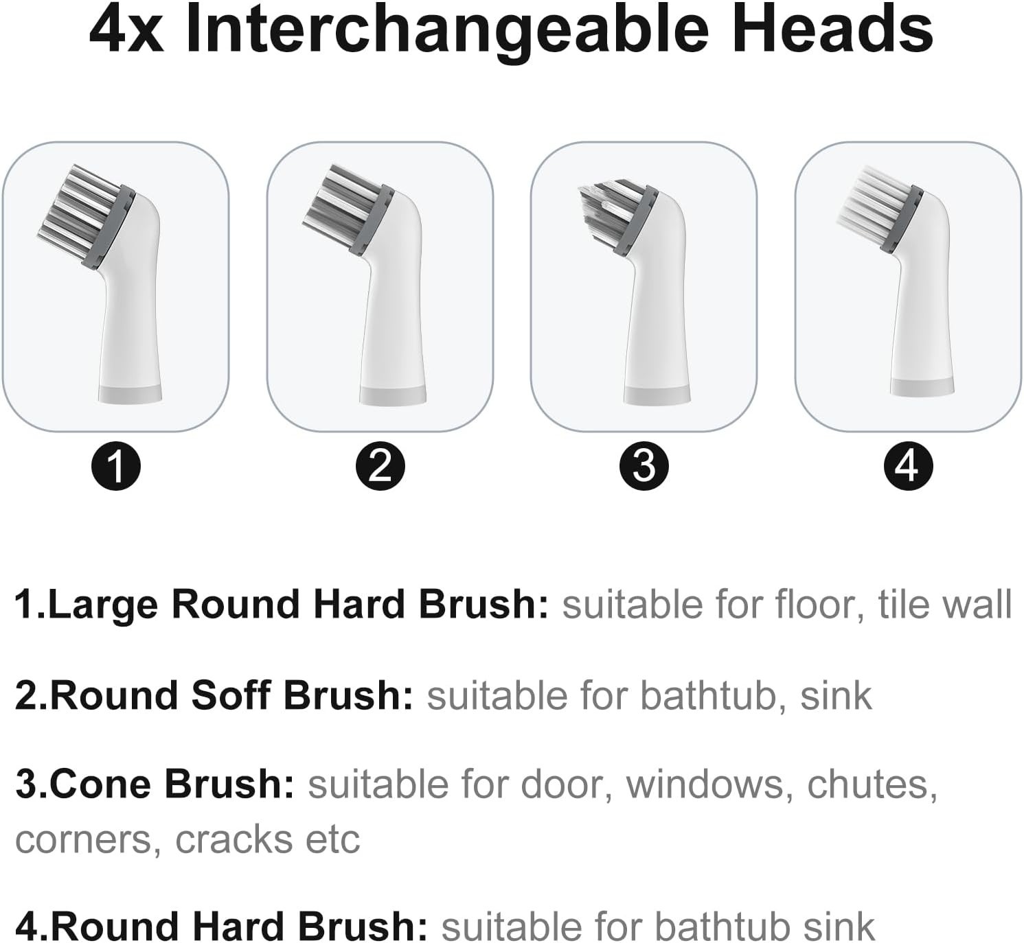 Efficient 4-in-1 Motorized Cleaning Brush for Bathroom and Kitchen Cleanings