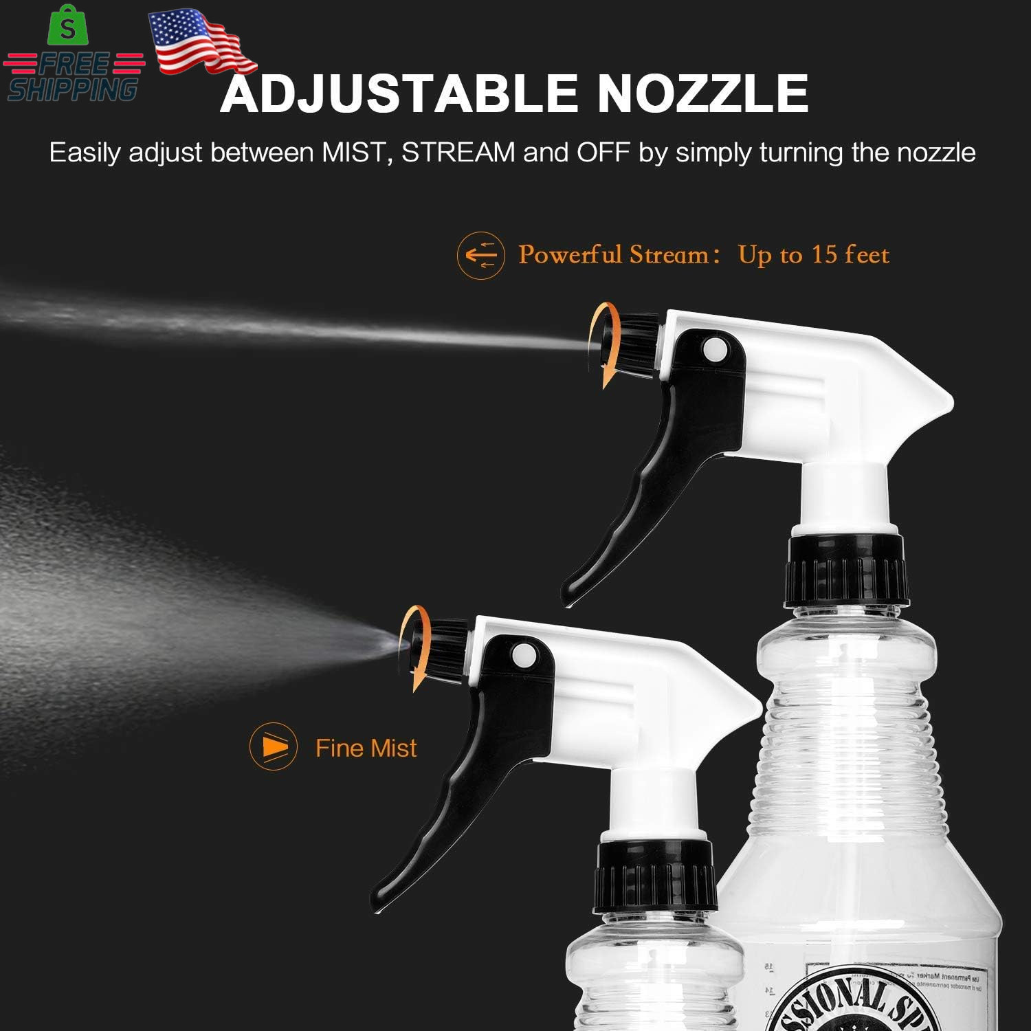 Plastic Spray Bottle (24Oz 3 Pack) for Cleaning Solutions, Car Detailing Care, P