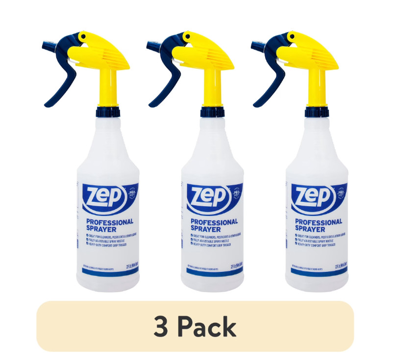 Zep Professional Plastic Spray Bottle, 32 oz, Adjustable Nozzle, (3 Pack)