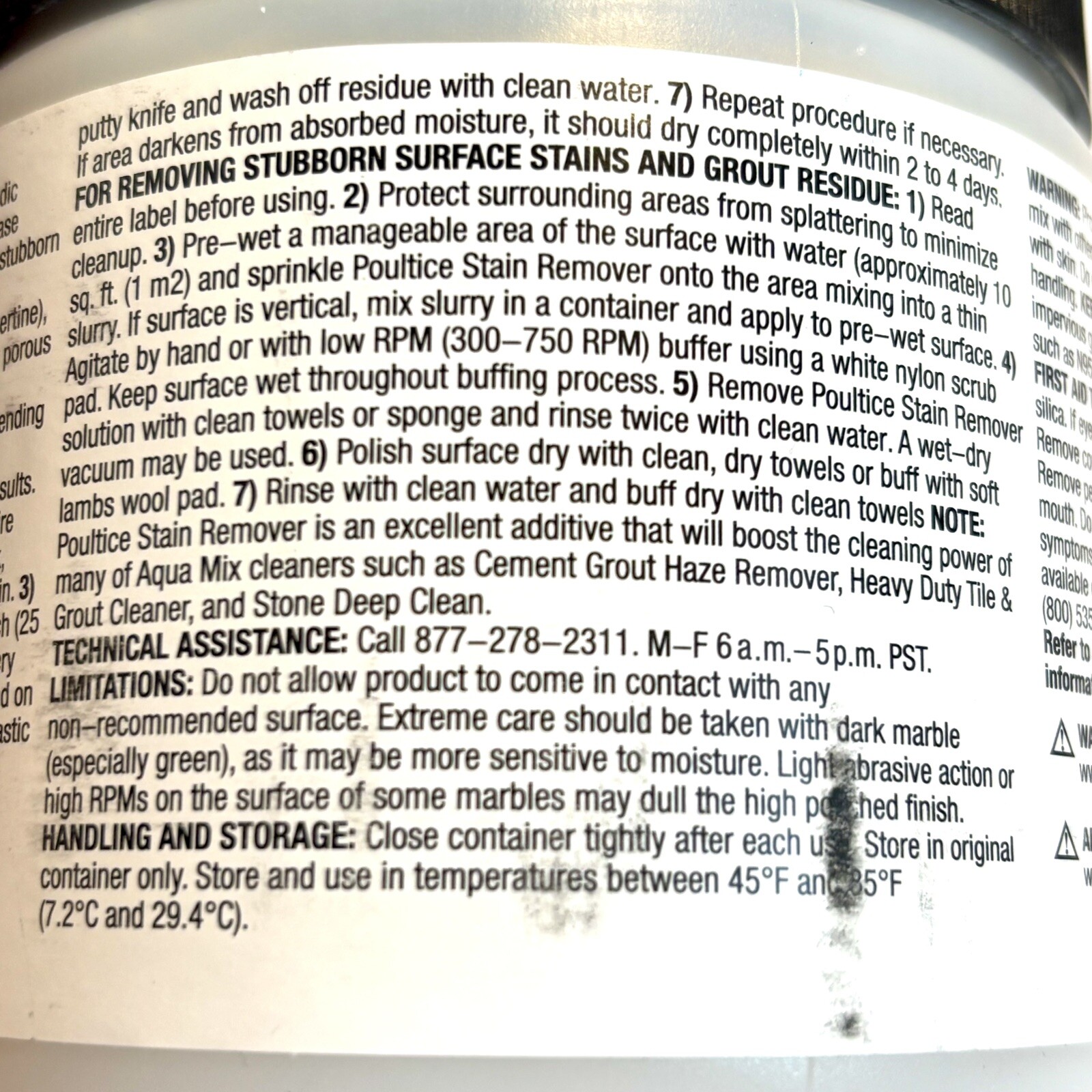 Aqua Mix Poultice Stain Remover – 0.75 lb. Abrasive Cleaning Powder For Stone