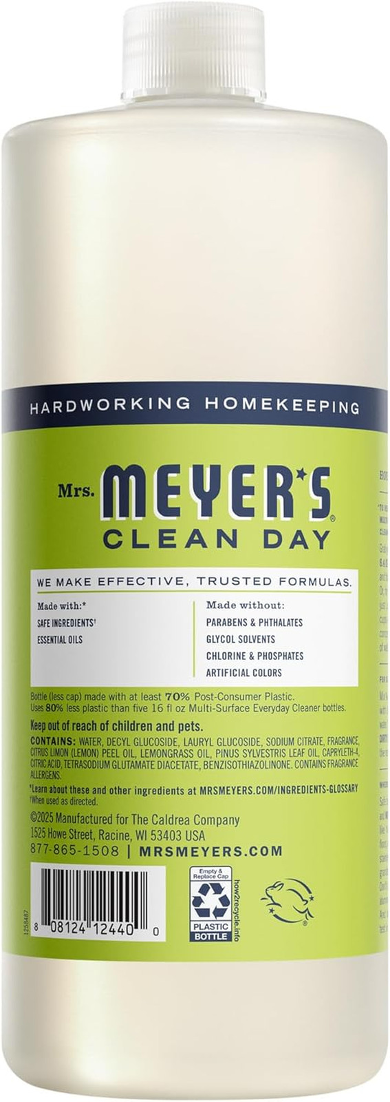 MRS. MEYER’S CLEAN DAY Multi-Surface Everyday Concentrate, Lemon Verbena Scent,