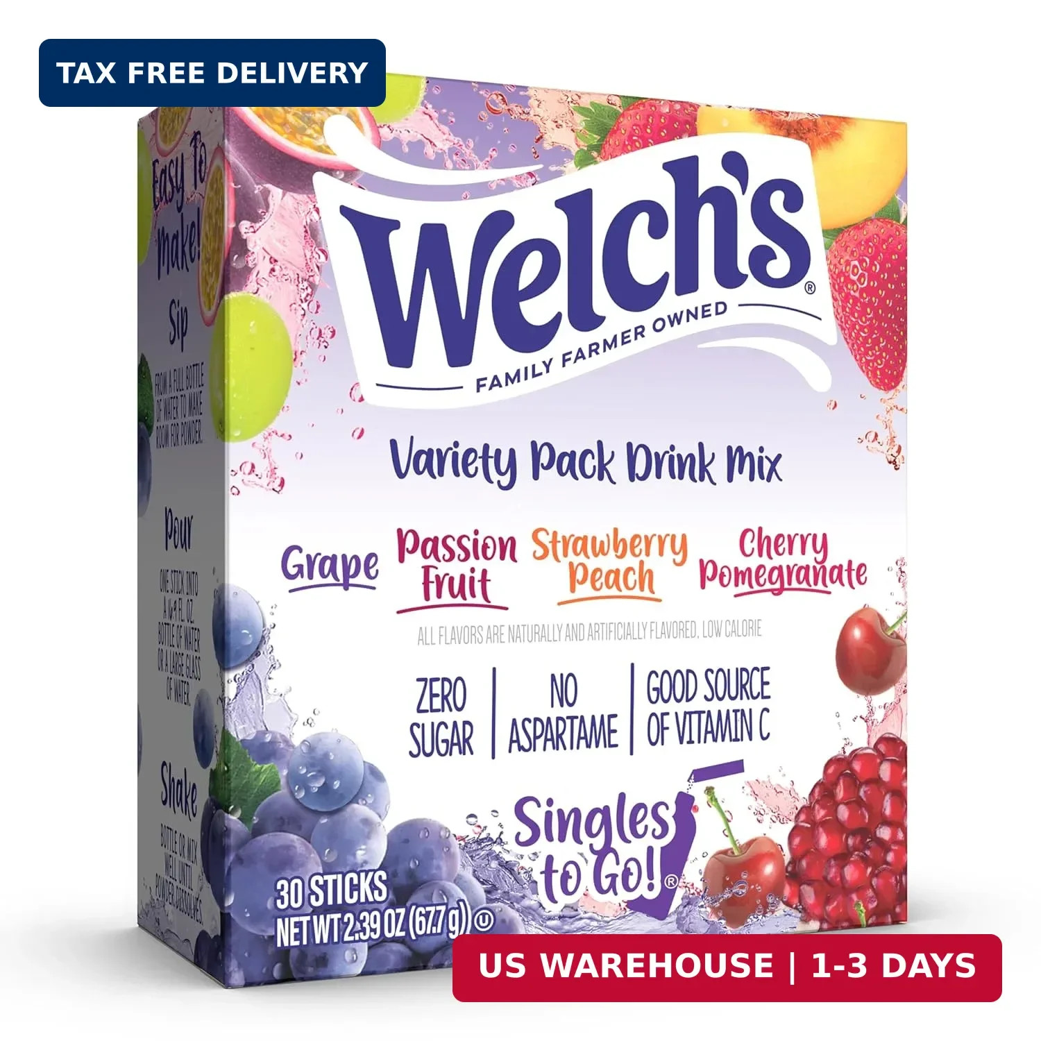 Welch’s Singles To Go Variety Pack Watertok Powdered Drink Mix 30 Servings