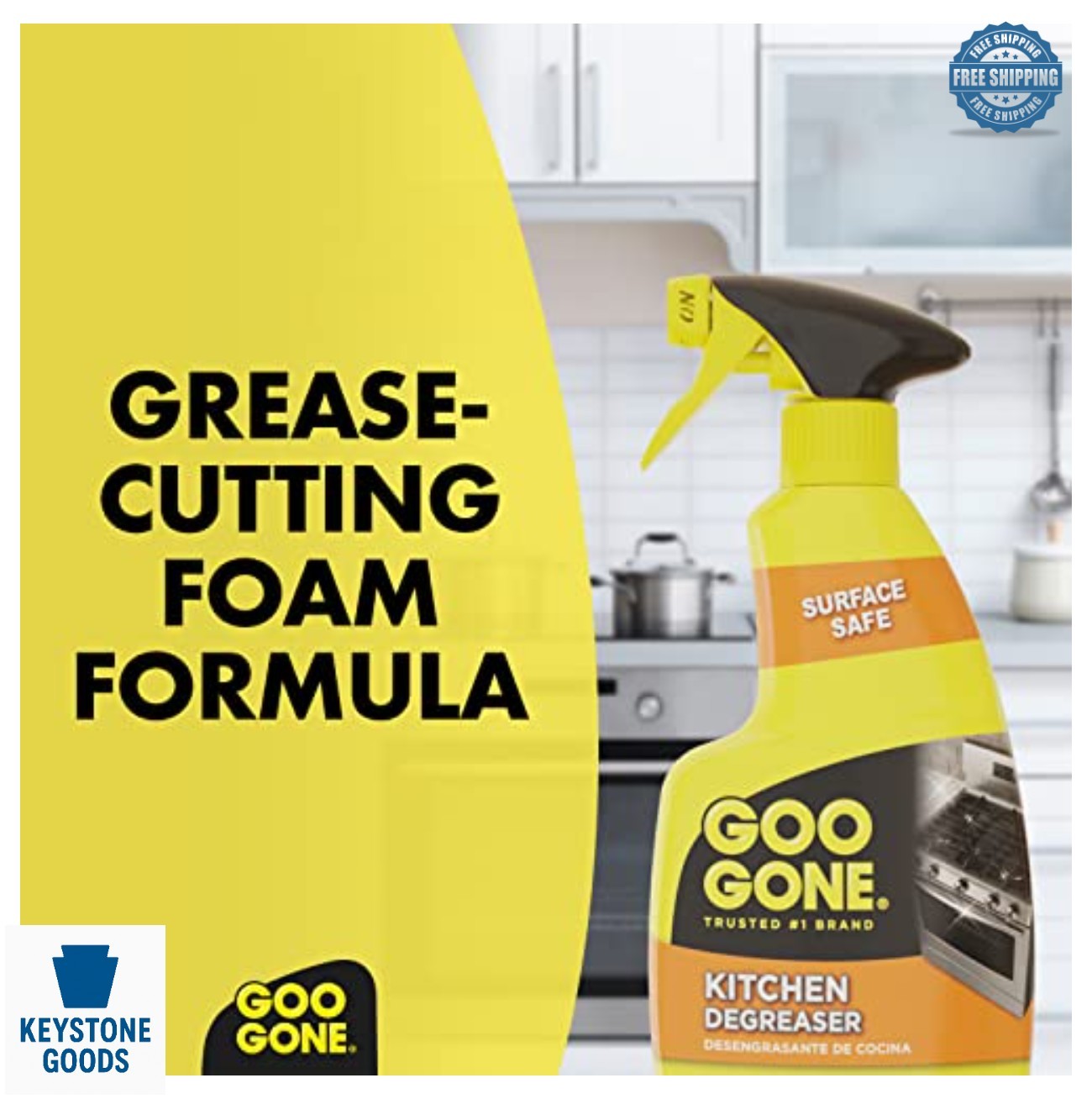 Degreaser Kitchen Cleaner 14 Oz Foaming Spray Cuts Grease Baked On Food Remover