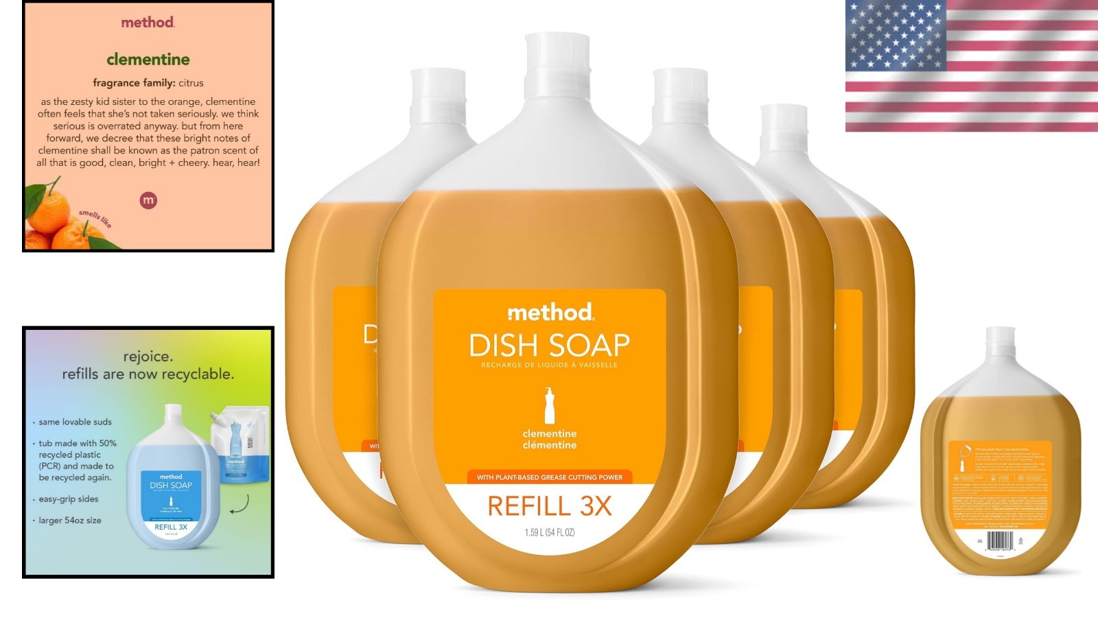 Plant-Based Gel Dish Soap Refill – 54 Oz Pack of 4, Cruelty-Free & Eco-Conscious