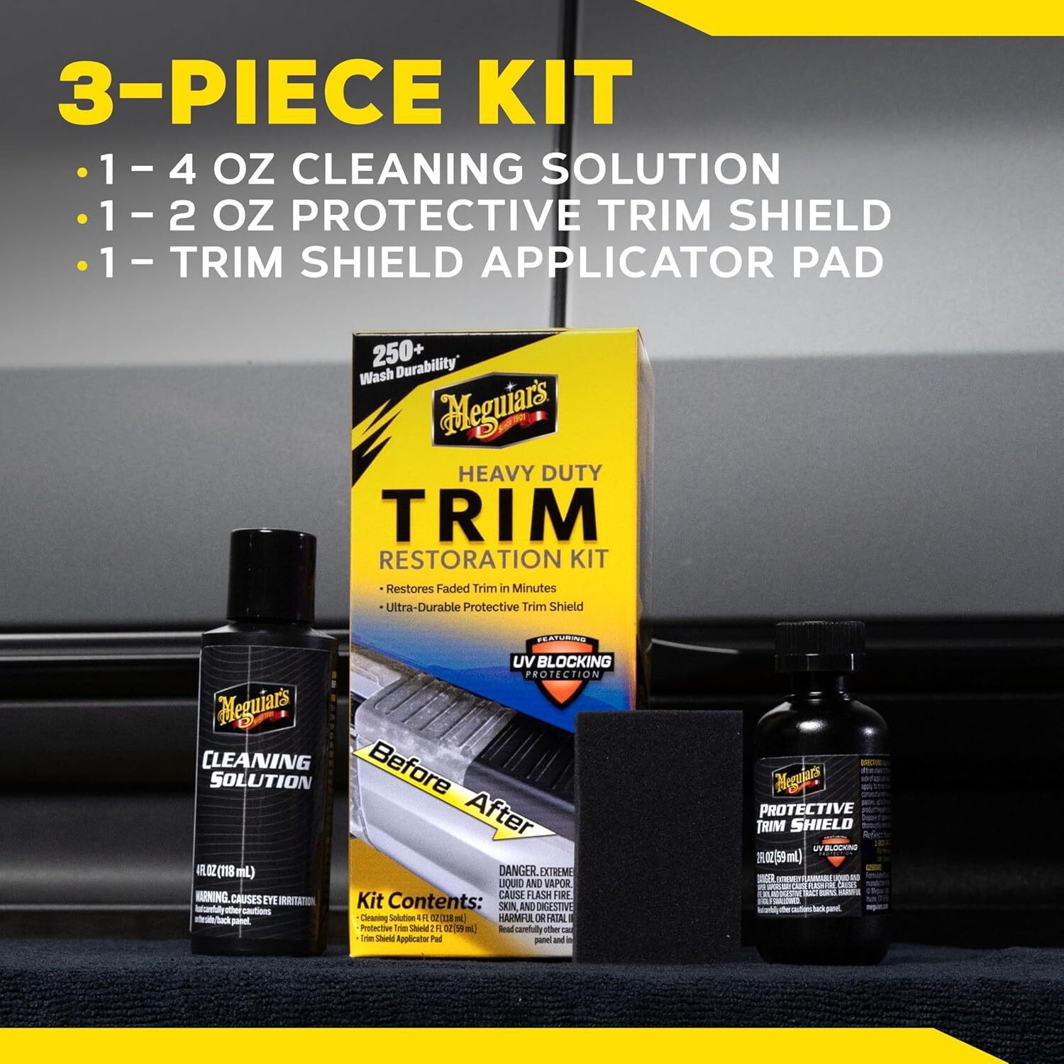 Meguiar’s G250100 Heavy Duty Trim Restoration Kit – Includes a Cleaning Solution