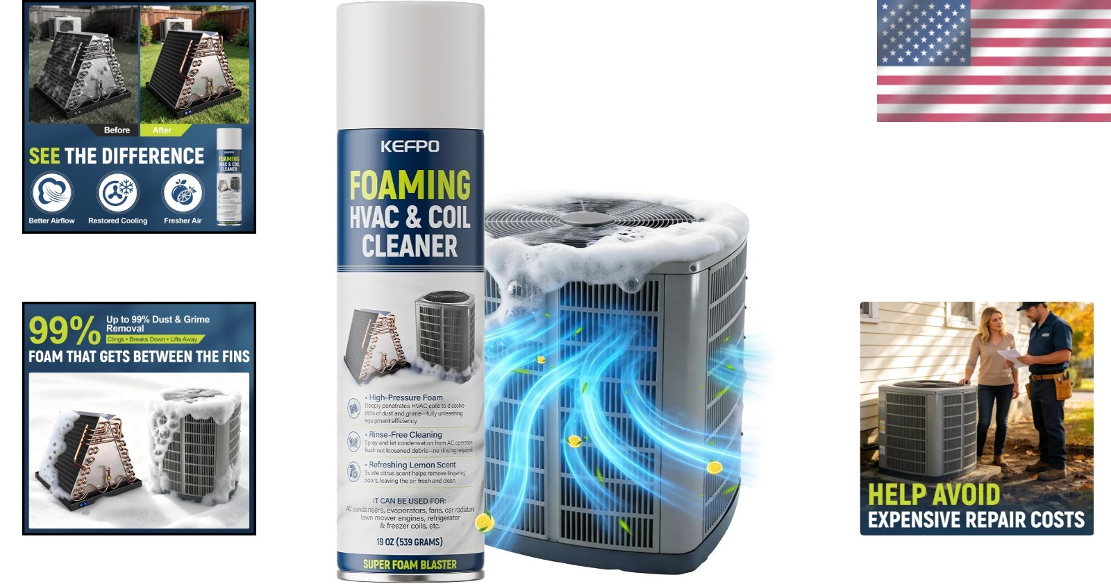 Specialty Foaming AC Coil Cleaner – Non-Toxic Deodorizing Formula 9 oz