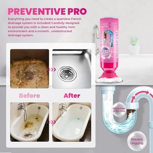Powerful Foaming Drain Cleaner – Fast Clog Removal, Hair & Odor Eliminator (2 Pc
