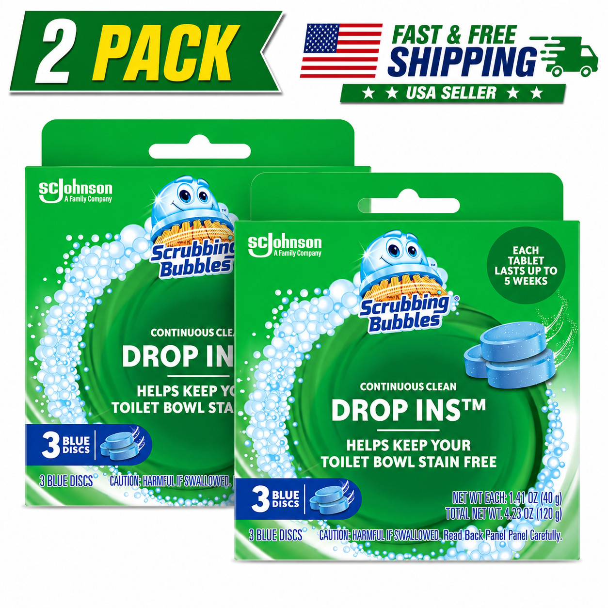 Scrubbing Bubbles Toilet Drop-Ins Automatic Bowl Cleaner Septic Safe 6 Count