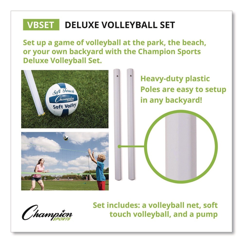 Champion Sports VBSET Deluxe Official-Size Volleyball Set (10/Set) New