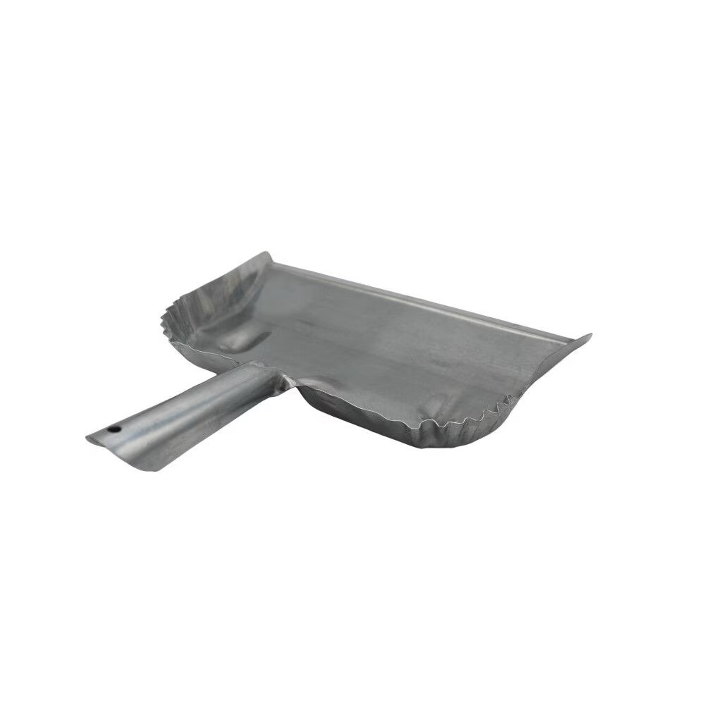 Heavy Duty Galvanized Steel Dustpan with Handle Silver Metal