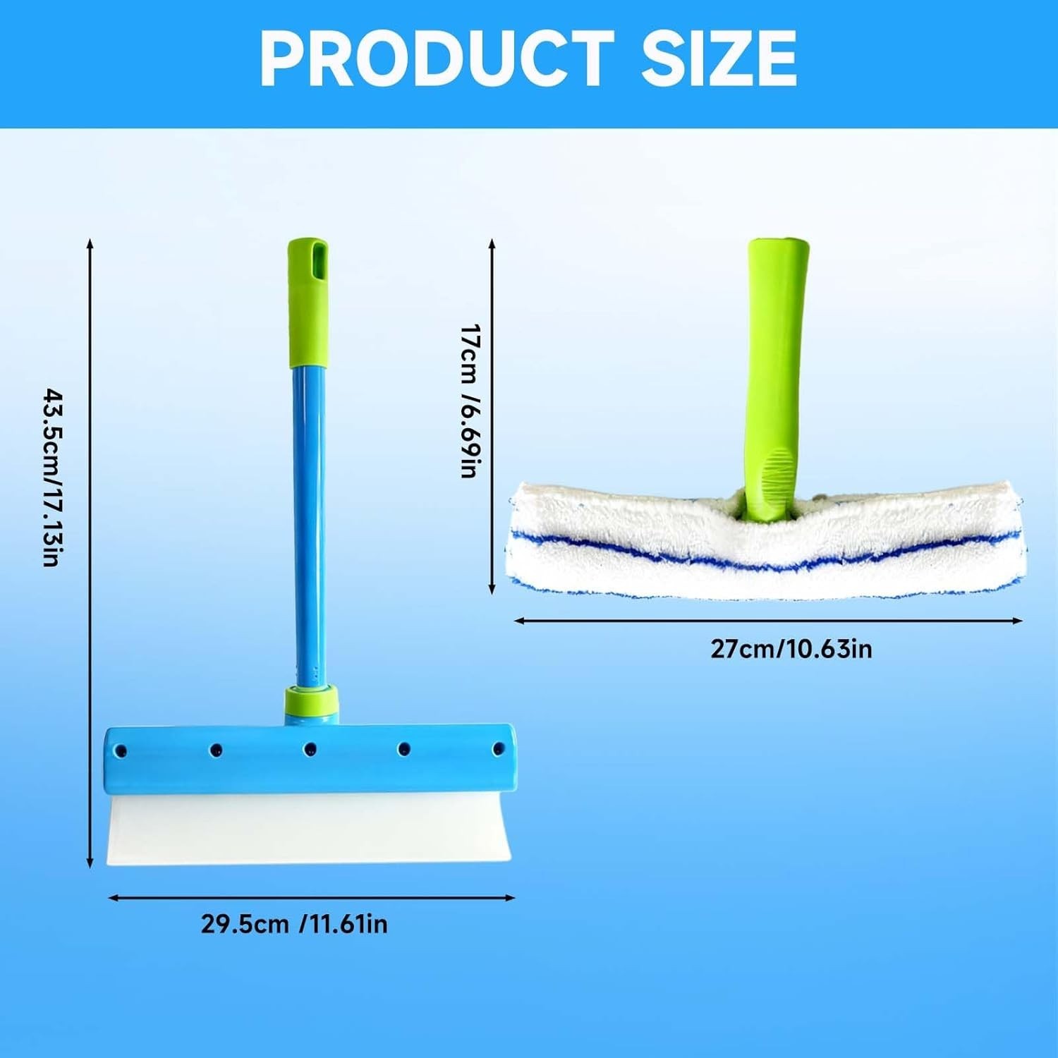 3 in 1 Recyclable Green Window Cleaning Kit Squeegee with Microfiber Scrubber