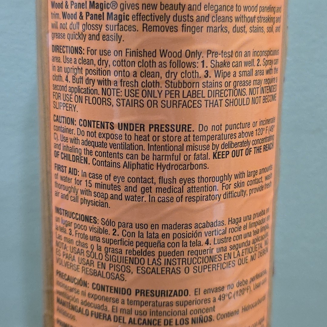 Vtg Full Wood & Panel Magic One Step 13oz Aerosol Cleaner Spray Renew Luster NOS