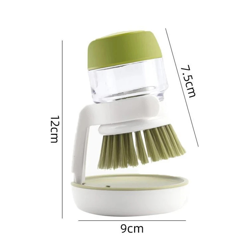 Soap Dispensing Dish Brush: Multi-Use Kitchen Scrub Brush with Tray