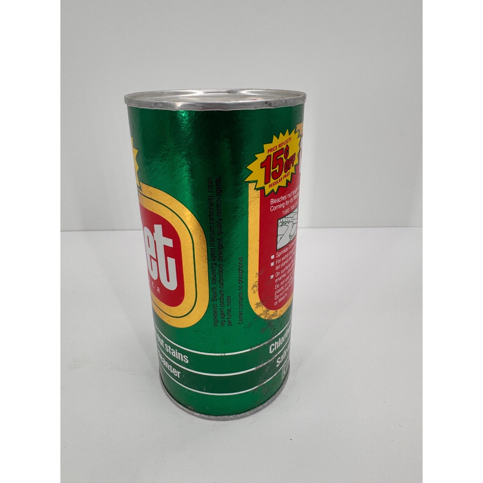 Vintage SEALED 1989 Comet Cleanser 14oz Canister Prop Kitchen Decor Green Can