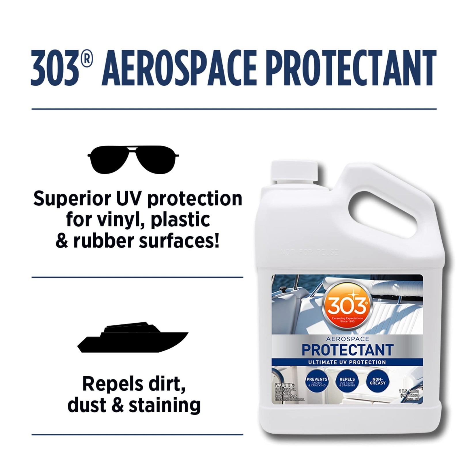 303 Marine Protectant 128 Fl Oz Ultimate UV Protection Non Greasy Formula