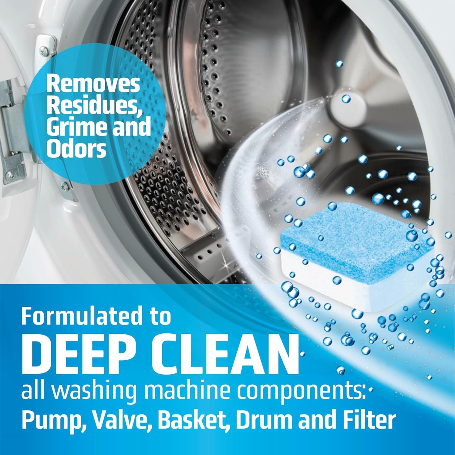 MIGHTY CLEAN Washing Machine Cleaner Tablets 24 Pack 1 Year Supply, Septic Safe
