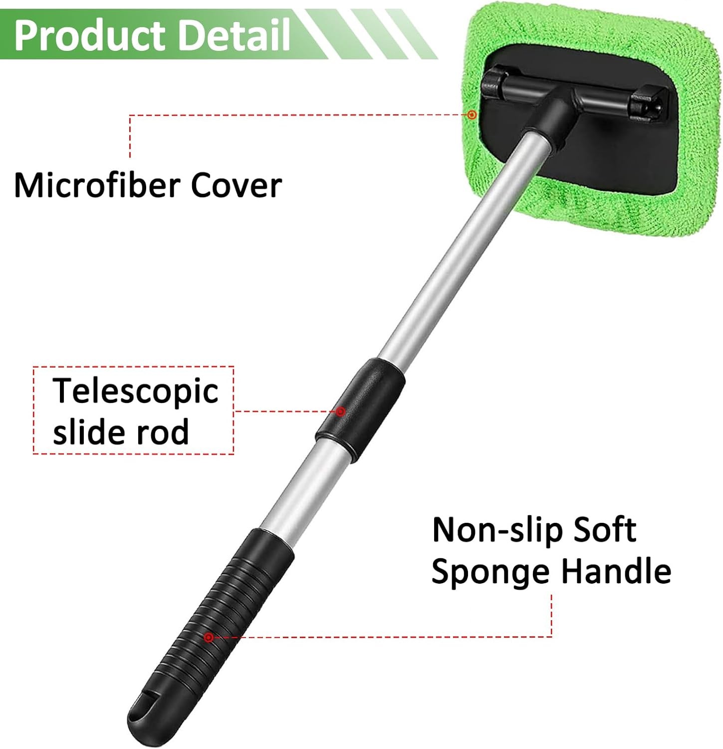 Windshield Cleaner Tool Car Auto Window Cleaning Tool Extendable&Microfiber Pads