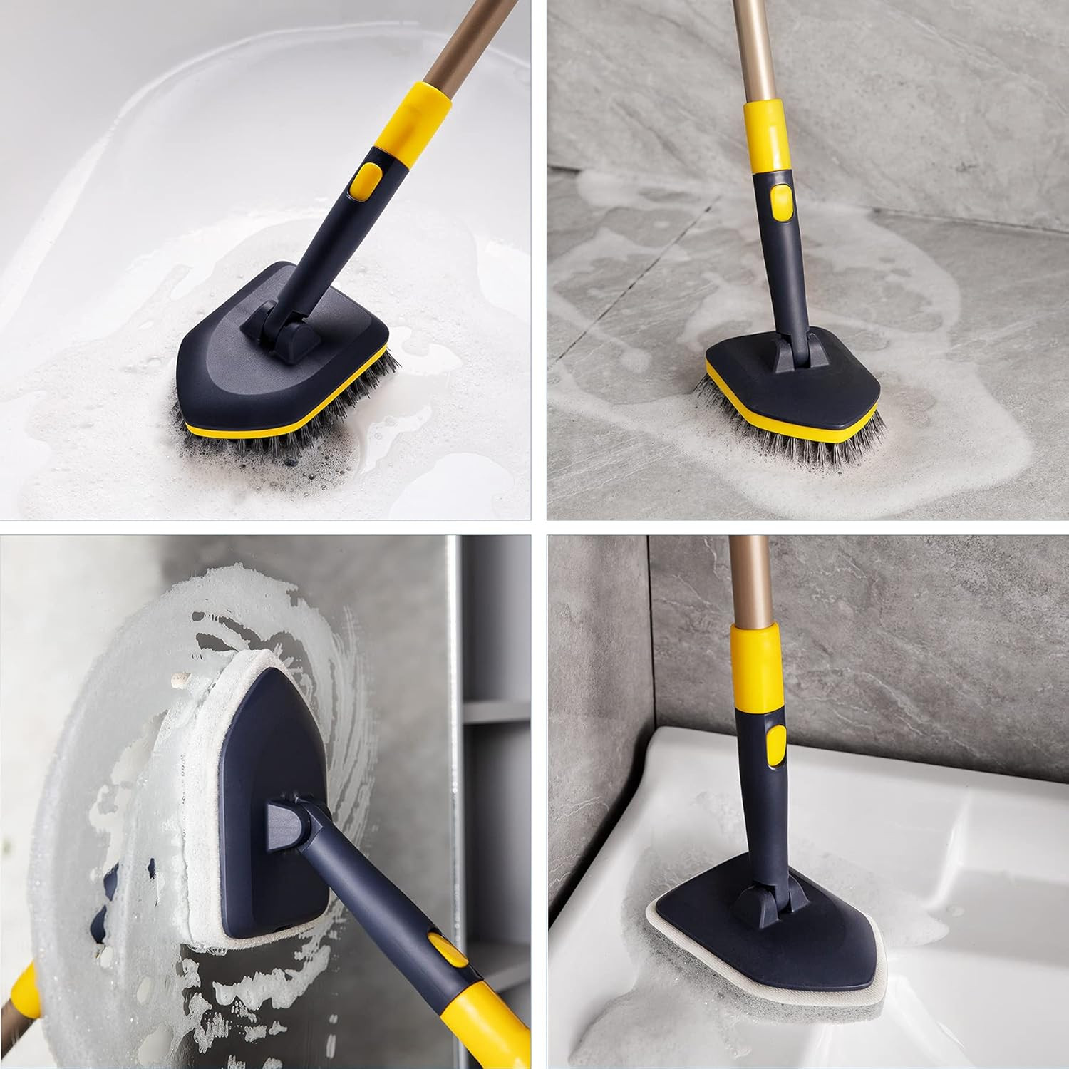 Tub Tile Scrubber Brush 2 in 1 Cleaning Brush 58.2 Inch Adjustable Telescopic Po
