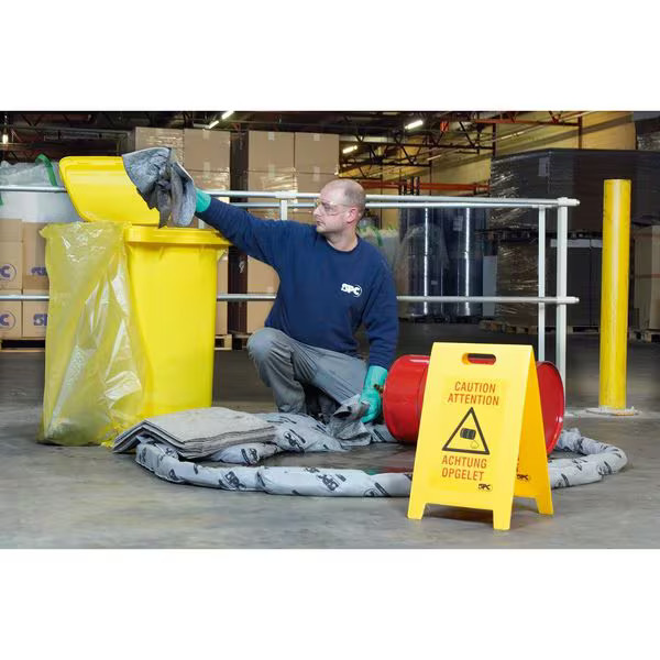 Brady Spill Kit, 40 gal Volume Absorbed per Kit, 55 gal Capacity, Drum, Yellow