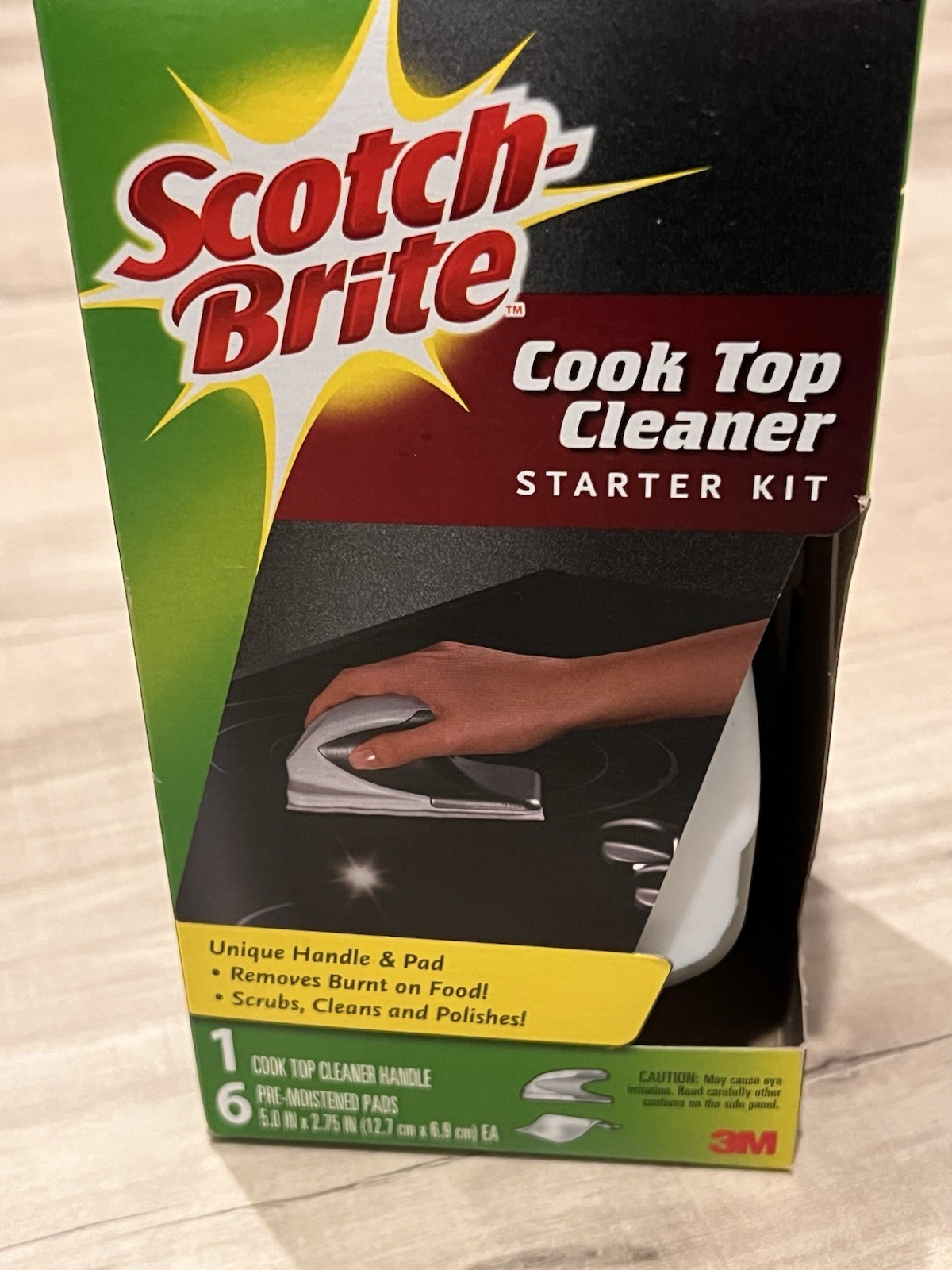 3M Scotch Brite Glass Cook Top Cleaner Starter Kit (1 Handle & 6 pads) New