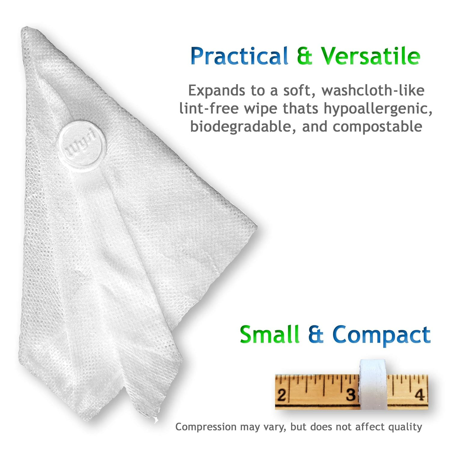Compressed Cleaning Wipes 100ct Just Add Water Biodegradable Travel Unscented