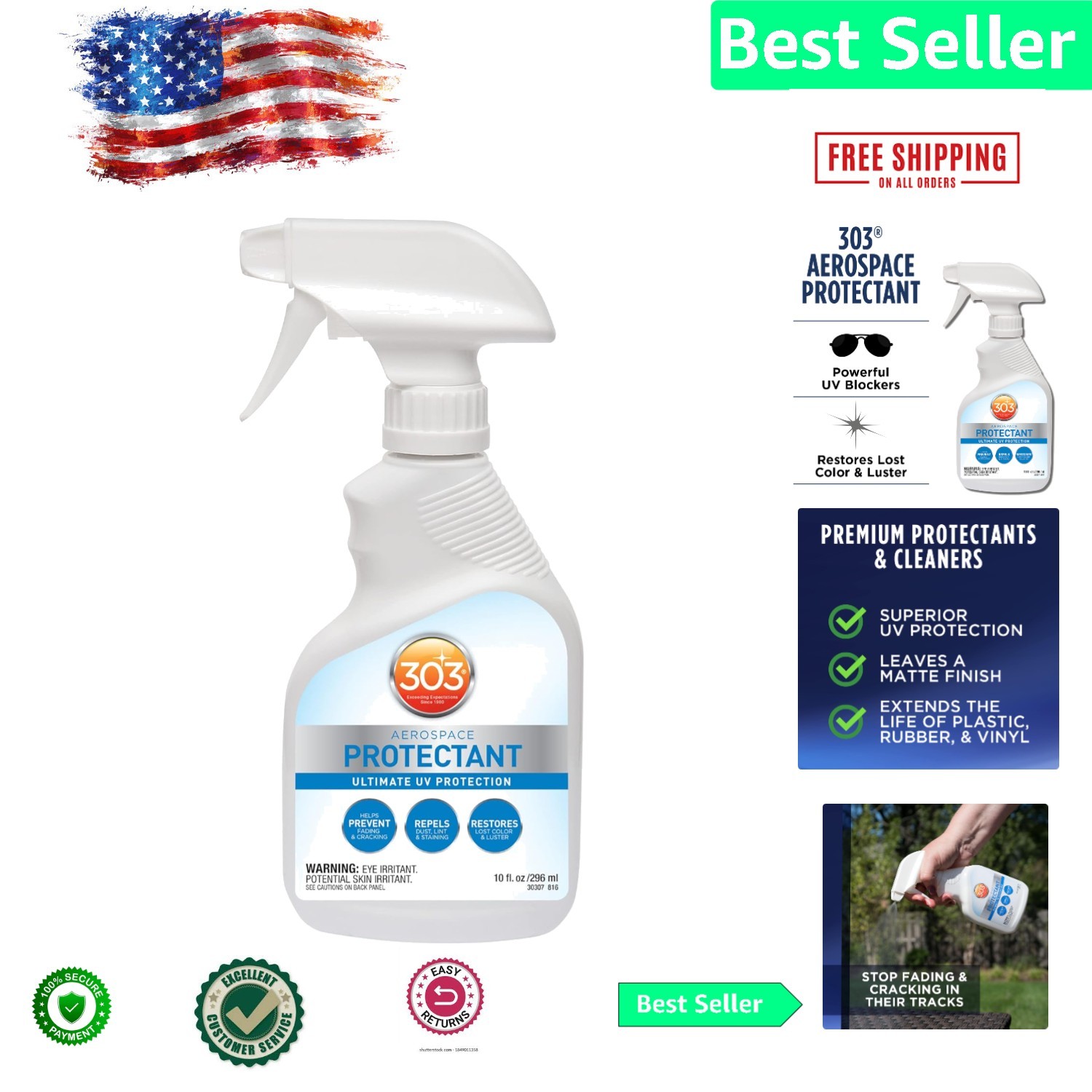 10 Fl. Oz. 303 Aerospace Protectant – Non-Greasy UV Shield for Outdoor Surfaces