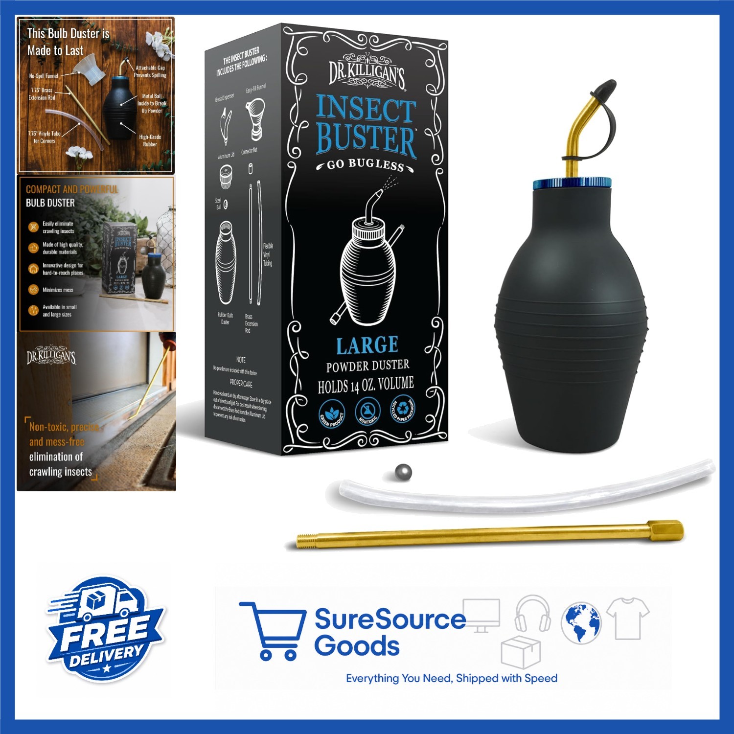 The Insect Buster Bulb Duster 14oz Handheld Sprayer for Diatomaceous Earth