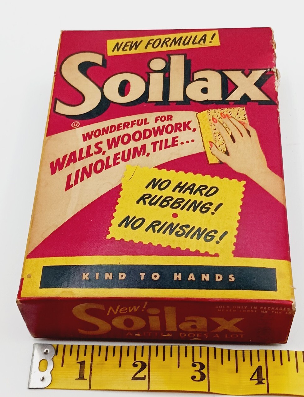 Vintage 1956 Soilax Cleaning Powder Box With Contents 6.5″ X 4.5″ Great Colors