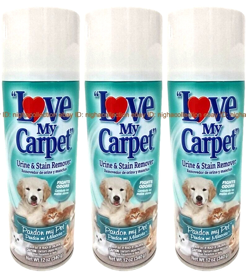 3x Love My Carpet Urine & Stain Remover Odor Eliminates PardonMyPet 12 oz Each