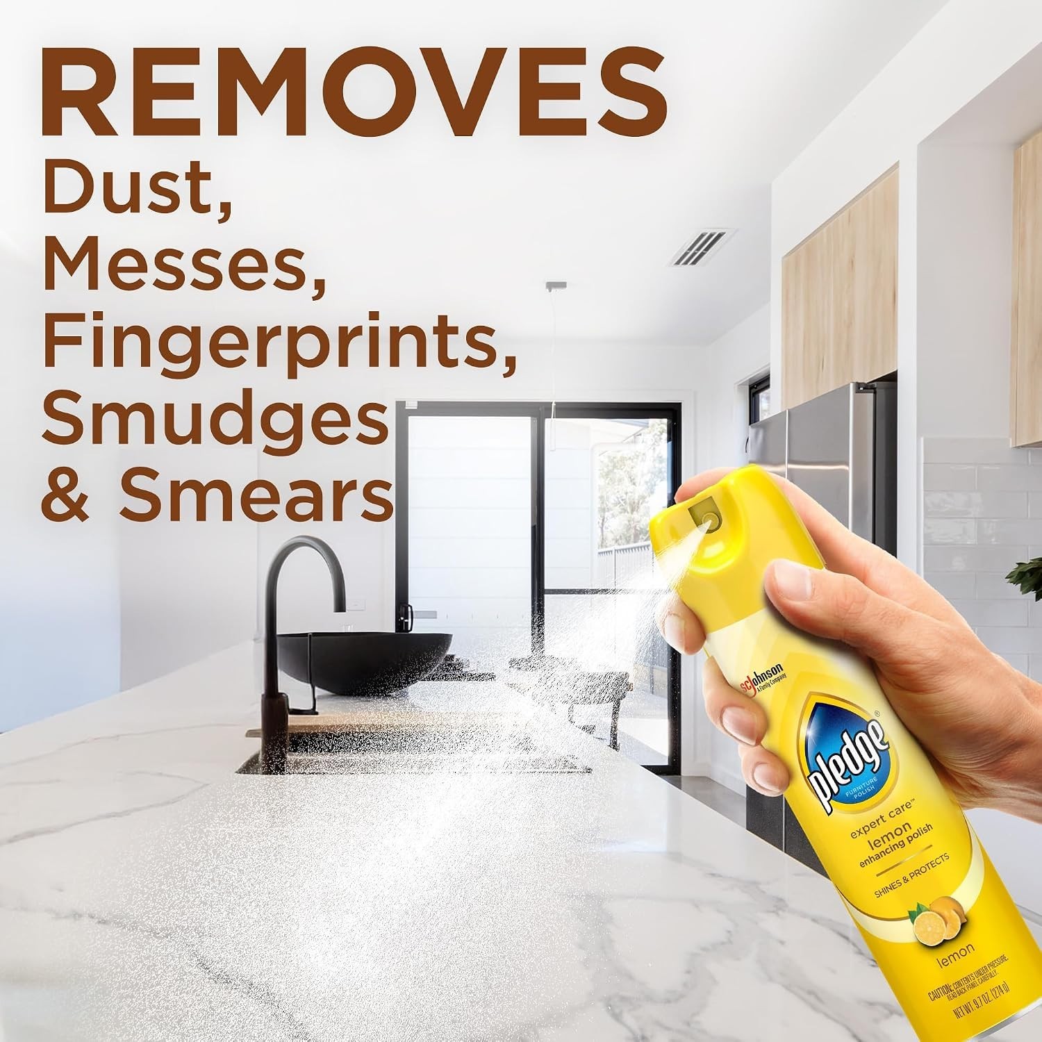 Pledge Expert Care Lemon Polish, 9.7oz – Streak-Free Furniture & Stainless Steel