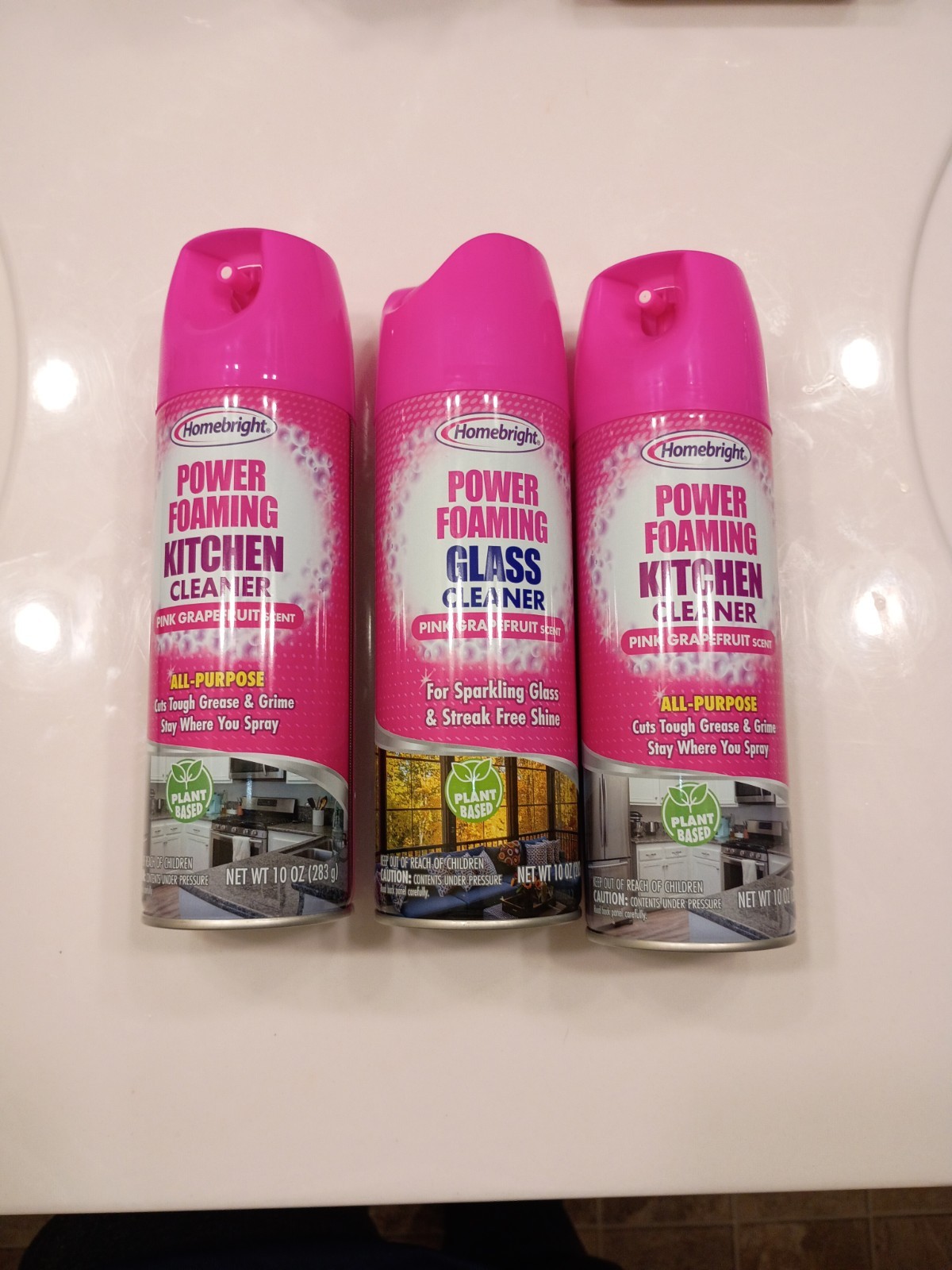 Homebright Power Foaming Kitchen & Glass Cleaner Pink Grapefruit Aerosol 3 Pack