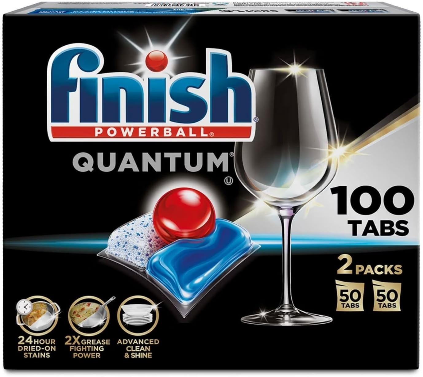 Quantum Powerballs Dishwashing Detergent Gel Tabs 3.52 Lb, 100 Tabs