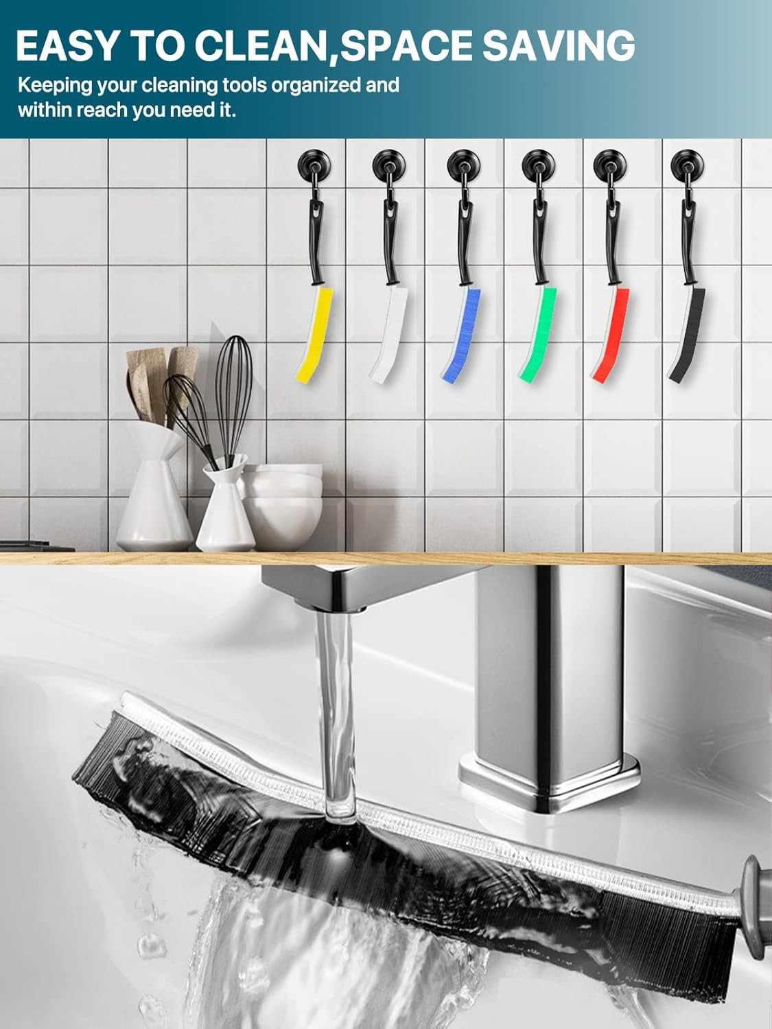 6Pcs Hard Bristle Crevice Cleaning Brush, Multifunctional Premium Crevice Cleani