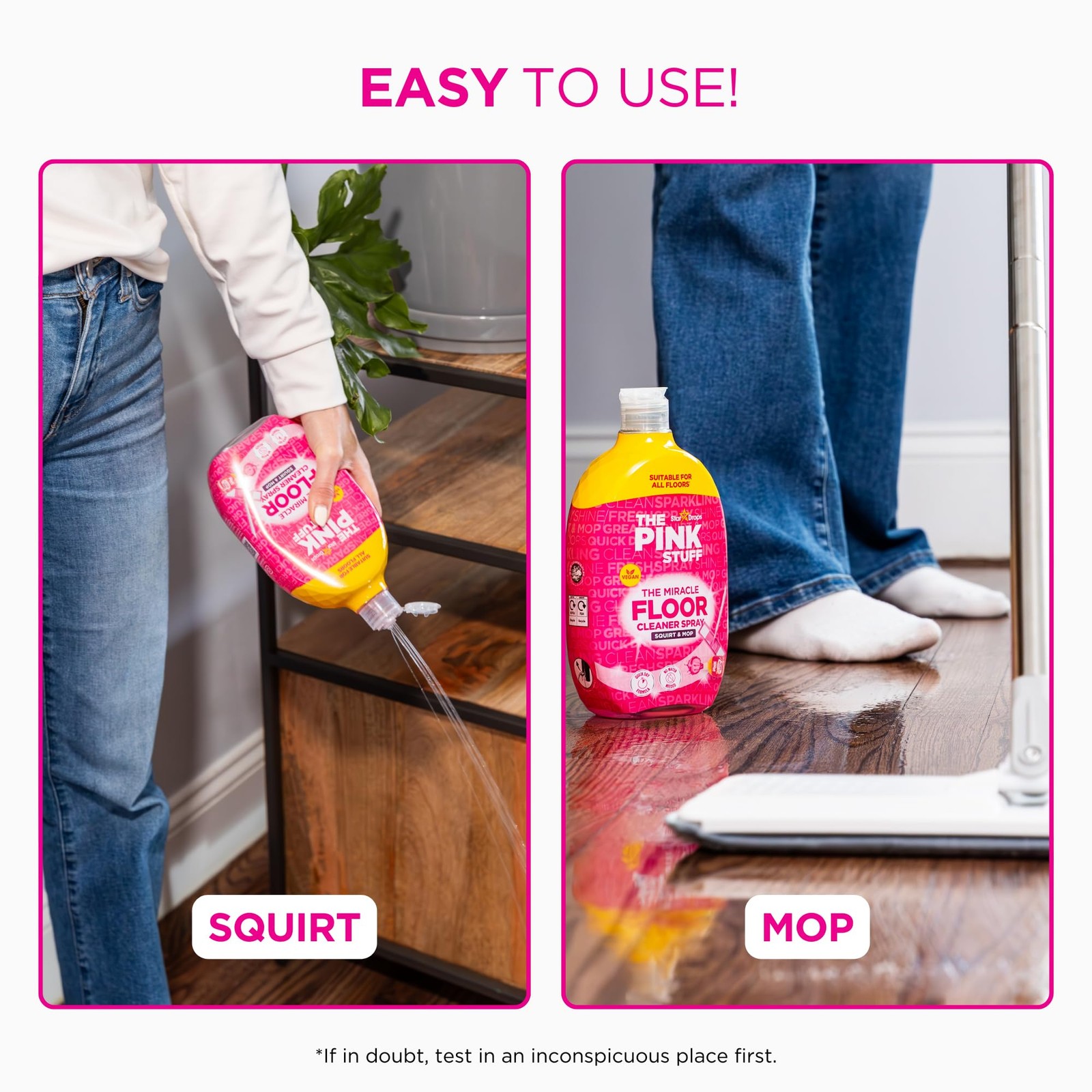 Pink Stuff Miracle Floor Cleaner Spray 25 Fl Oz Quick Drying Fresh Rhubarb Scent