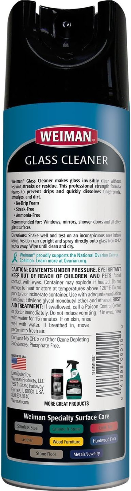 Glass Cleaner – 19 Ounce – Professional Streak Free Foaming No Drip Removes Grea